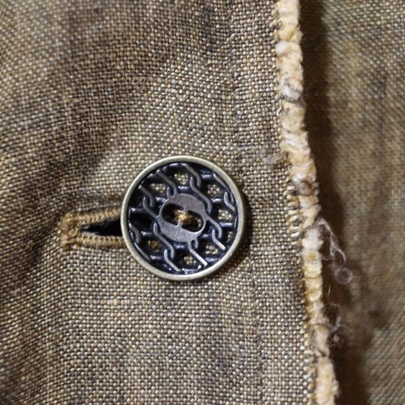 Ellen Tracy Vintage Brown Linen Button Down Boho Blouse 100% Linen 14 - Picture 6 of 12